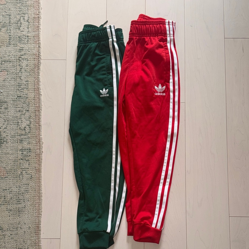 Adidas Kids Red and Green Joggers